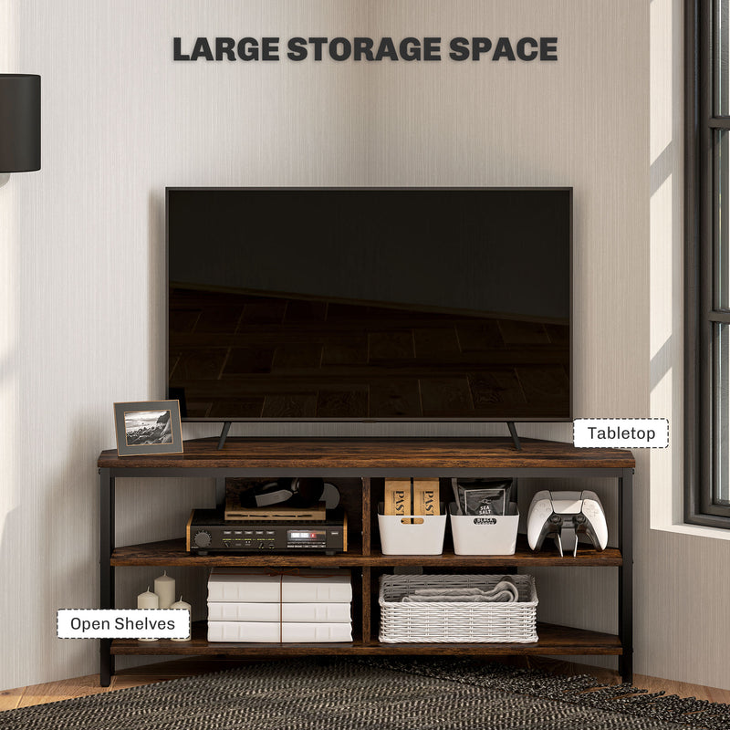 Industrial Corner TV Unit Black and Brown Wood Effect for Living Room by HOMCOM