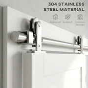 Sliding Door Hardware Kit for Quiet Wooden Doors Indoor or Outdoor Use Silver Tone AOSOM
