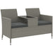 Grey 2 Seater Rattan Garden Bench with Centre Table by Outsunny