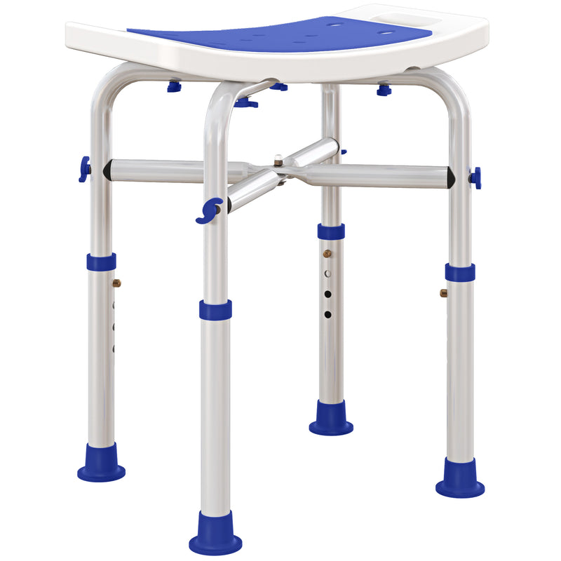 White Adjustable Aluminium Shower and Bath Stool 44-51.5 cm by HOMCOM