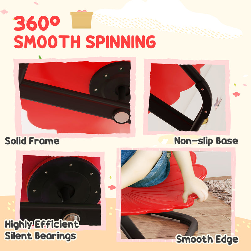 Flower Shaped Sensory Spinning Chair with Non Slip Base for Balance and Coordination Red AOSOM