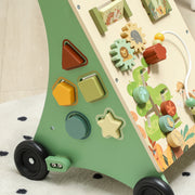 Wooden Baby Push Walker With Xylophone Bead Maze And Speed Control Toy Green AOSOM
