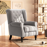 Wingback Accent Chair With Wooden Frame And Button Tufting For Living Room Or Bedroom Grey
