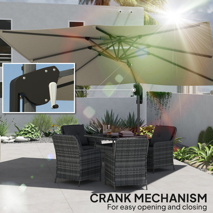 Grey Cantilever Parasol 3.7 x 2.7m With 360 Rotation Tilt UPF50 Sun Shade by Outsunny