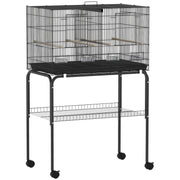 Large Bird Cage with Divider and Slide Out Tray for Budgies Canaries Lovebirds Black