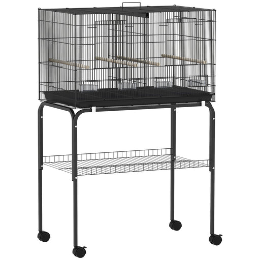 Large Bird Cage with Divider and Slide Out Tray for Budgies Canaries Lovebirds Black