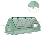 Portable Mini Polytunnel Greenhouse With Mesh Windows Ideal for Outdoor Growing Green