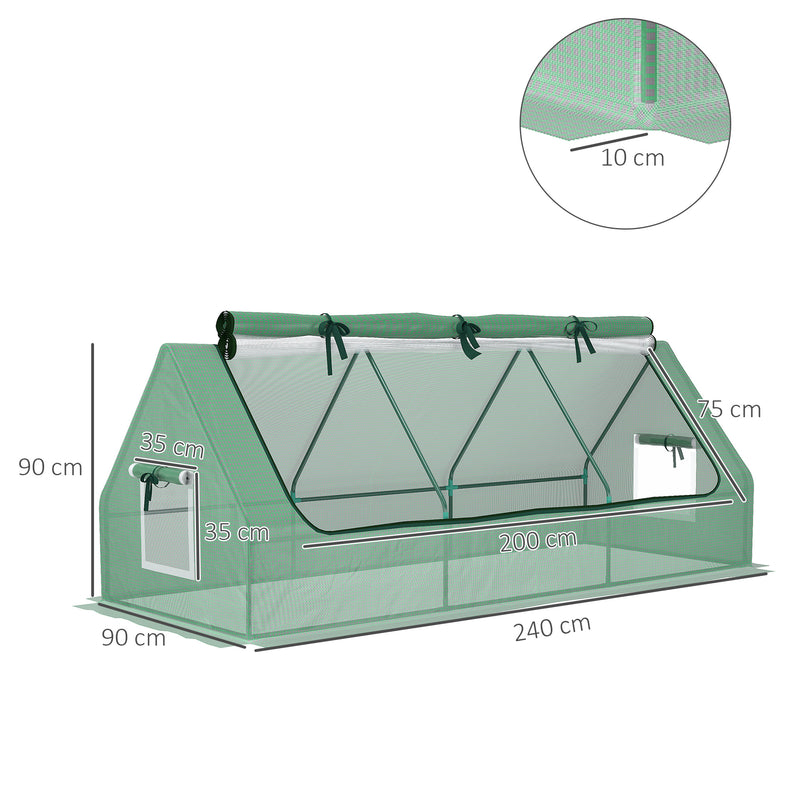 Portable Mini Polytunnel Greenhouse With Mesh Windows Ideal for Outdoor Growing Green