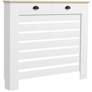 Radiator Cover With Top Drawer Storage Fits 111cm Width Ideal For Hiding Heaters, White