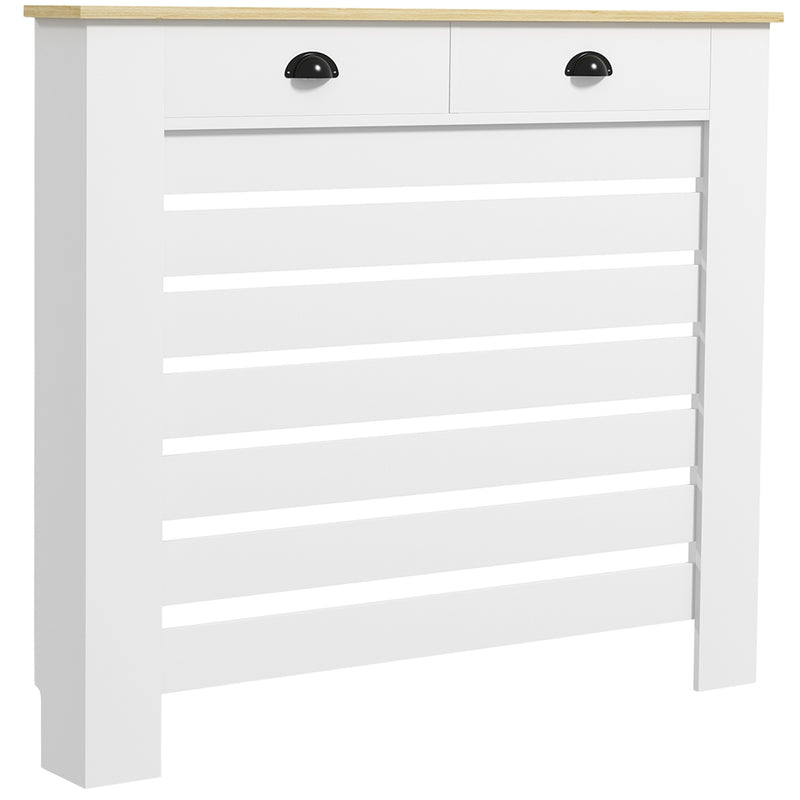 Radiator Cover With Top Drawer Storage Fits 111cm Width Ideal For Hiding Heaters, White