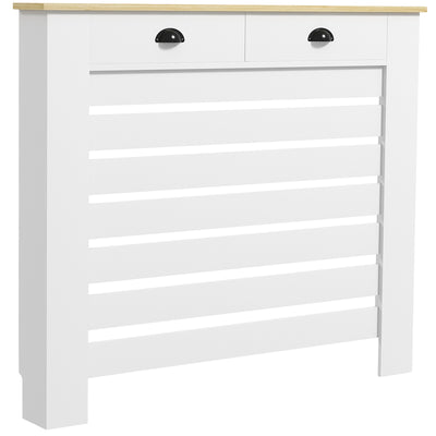 Radiator Cover With Top Drawer Storage Fits 111cm Width Ideal For Hiding Heaters, White