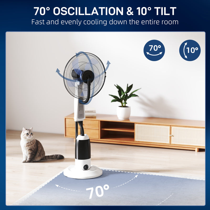 Standing Fan with Misting System for Cool and Comfortable Home Use White AOSOM