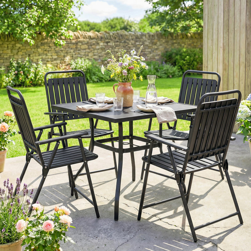 Folding Garden Dining Chairs Set of 4 for Flexible Indoor or Outdoor Seating Black