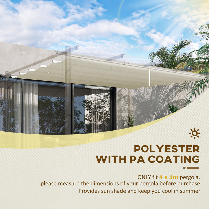 Replacement Retractable Canopy for 4 x 3m Pergola Cream White by Outsunny