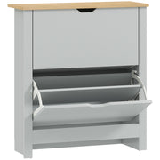 Grey Slim Shoe Cabinet For Entryway - 2 Flip Doors - Holds 12 Pairs With Adjustable Racks - 72x26x80cm Homcom