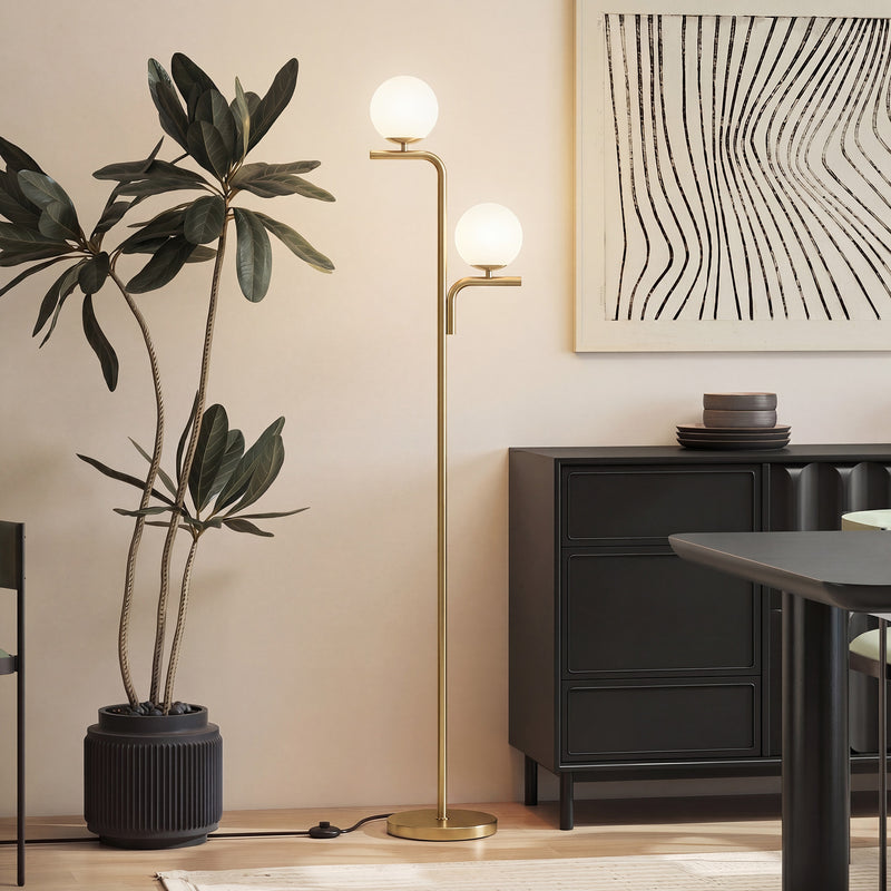 Floor Lamp with Adjustable Light Temperatures and Foot Switch for Living Room or Bedroom