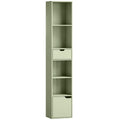 Slim Bookcase With Drawer and Cupboard for Small Room Storage Green