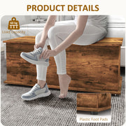 Rustic Brown 113L Storage Chest With Flip-Top Lid and Safety Hinges for Living Room by HOMCOM