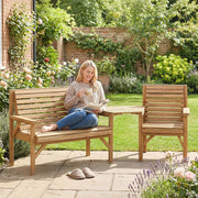 Wooden Garden Furniture Set with Bench Chair and Table for Flexible Outdoor Seating Outsunny