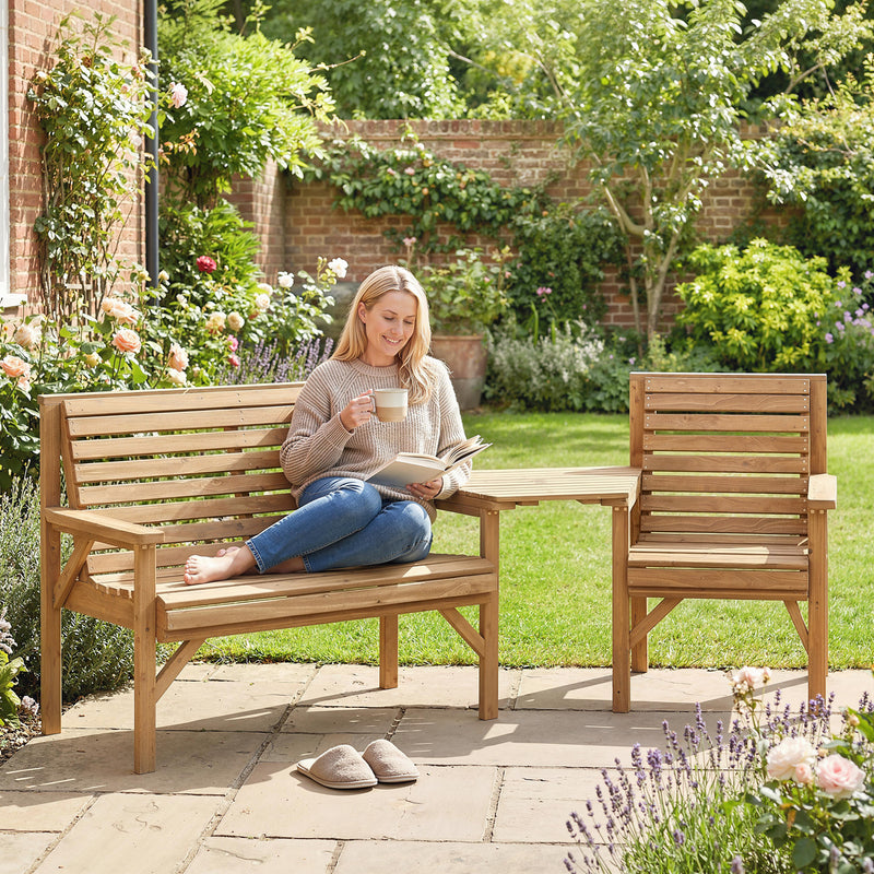 Wooden Garden Furniture Set with Bench Chair and Table for Flexible Outdoor Seating Outsunny