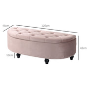 Semi Circle Storage Ottoman Bench With Tufted Seat For Bedroom Or Hallway, Pink