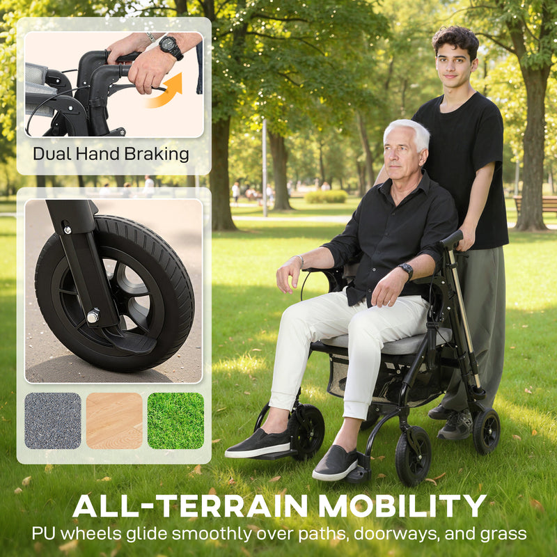 Foldable Rollator Walker with Seat and Storage for Elderly Mobility Support Grey AOSOM