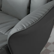 Swivel Recliner Armchair With Footstool High Back PU Leather For Living Room Grey