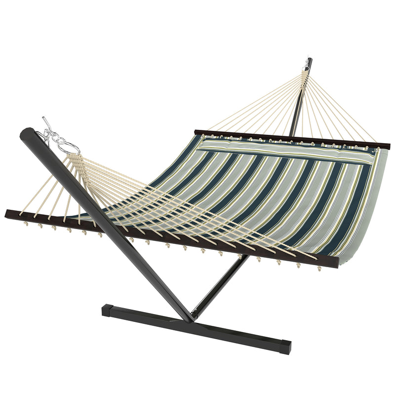 Garden Hammock with Stand for Easy Outdoor Relaxation and Lounging Striped Yellow Green