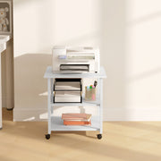 Three Tier Steel Printer Trolley with Lockable Wheels for Home Office Use, White