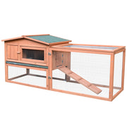 2 Tier Wooden Guinea Pig Hutch With Ramp Ideal For Outdoor Use, Natural Wood Colour
