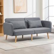 Two Seater Click Clack Sofa Bed with Pillows Converts Easily for Guests Grey