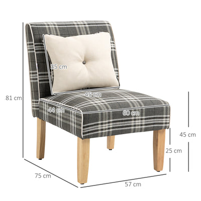 Set of 2 Modern Dining Chairs with Cushions and Wood Legs for Kitchen or Lounge Grey AOSOM
