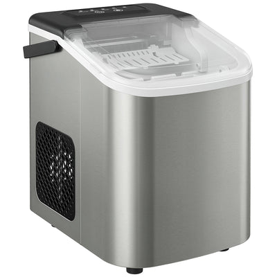 Portable Countertop Ice Maker | 12kg Daily | 2 Cube Sizes | Silver & Black Homcom