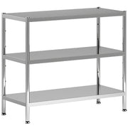 3 Tier Kitchen Bakers Rack With Adjustable Shelves For Small Spaces Storage Silver Tone