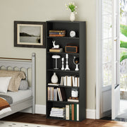 Black 6 Shelf Wooden Bookcase Freestanding Storage Unit For Home Or Office by Homcom