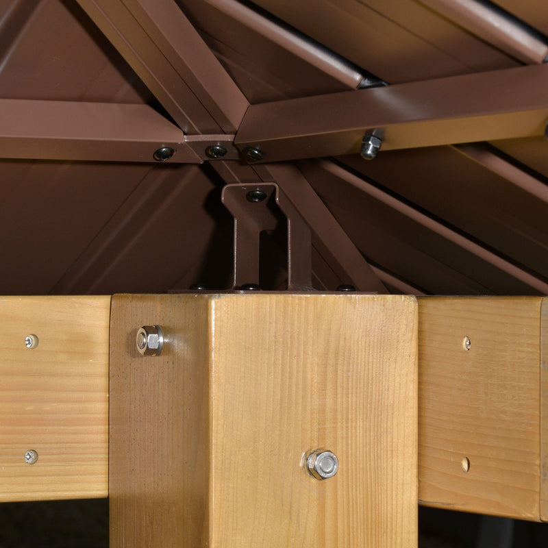 3m x 3m Hardtop Gazebo with Solid Wood Frame and Two Tier Roof for Garden by Outsunny