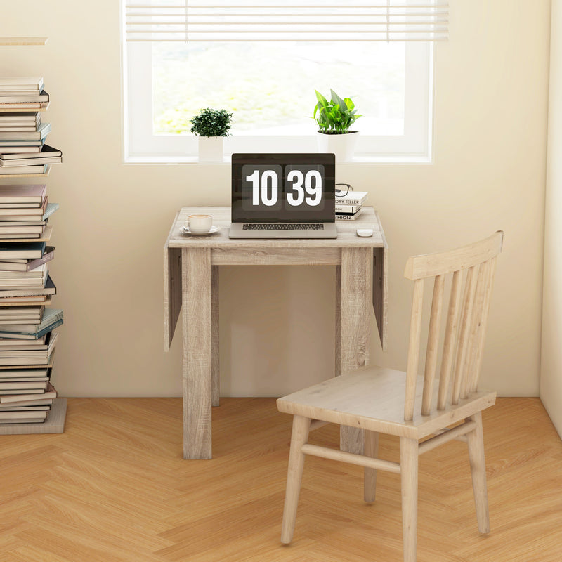 Four Seater Drop Leaf Dining Table Space Saving Folding Design for Dining Room Wood Effect