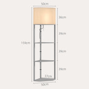 Grey Corner Floor Lamp with Shelves Tall Standing Light for Living Room Pull Chain Switch by HOMCOM