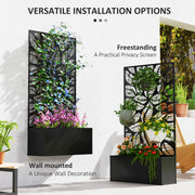 Black Metal Outdoor Planter With Trellis for Climbing Plants and Garden Display