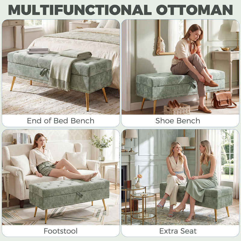 Storage Ottoman with Hidden Compartment and Padded Seat for Living Room or Bedroom
