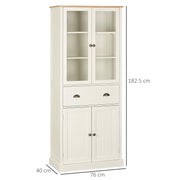 Freestanding Kitchen Storage Cabinet with Drawer and Adjustable Shelves Cream White