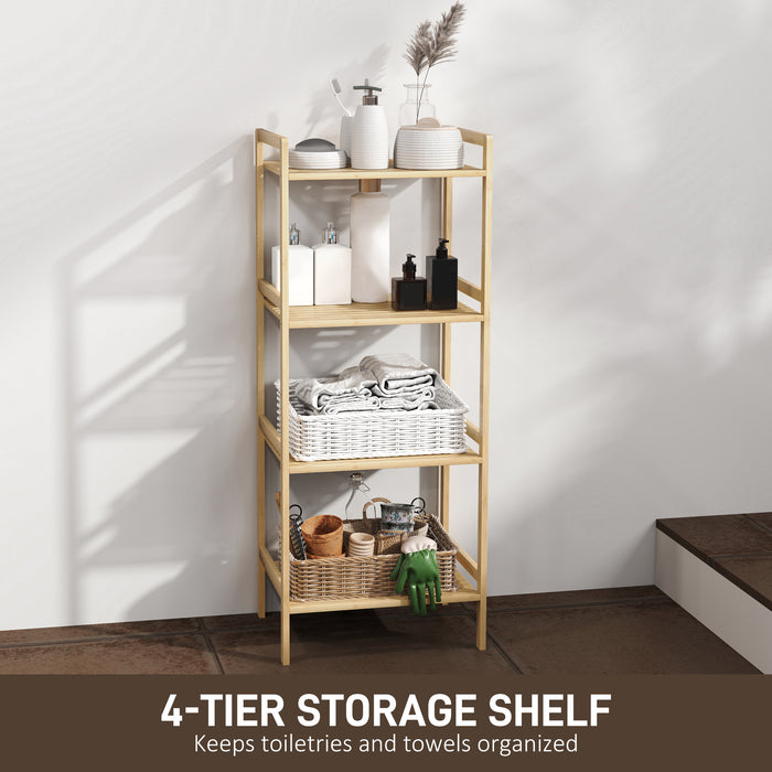 Four Tier Bamboo Adjustable Shelf Storage Unit for Home and Office by HOMCOM