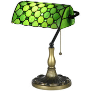 Vintage Stained Glass Table Lamp with Handmade Shade Ideal for Bedroom or Living Room, Green