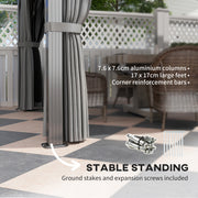 Grey 3x4m Hardtop Garden Gazebo with UPF30+ Roof and Netting by Outsunny