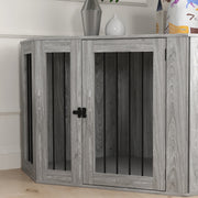 2 in 1 Dog Crate and Side Table with Soft Cushion Ideal for Medium Dogs Grey