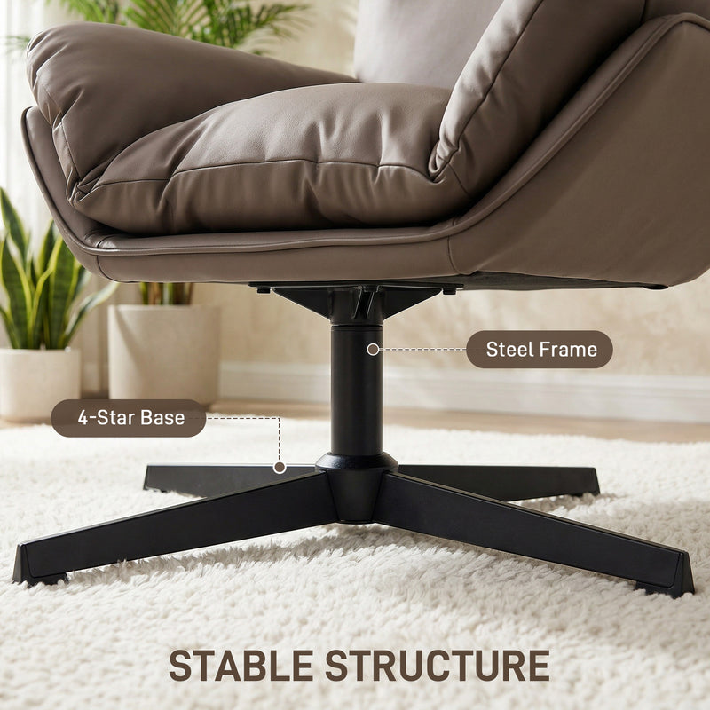 Cat Scratch Resistant Swivel Armchair with Thick Cushion for Relaxing at Home Dark Brown AOSOM