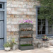 Four Tier Grey Wooden Plant Stand with Baskets for Garden and Patio by Outsunny