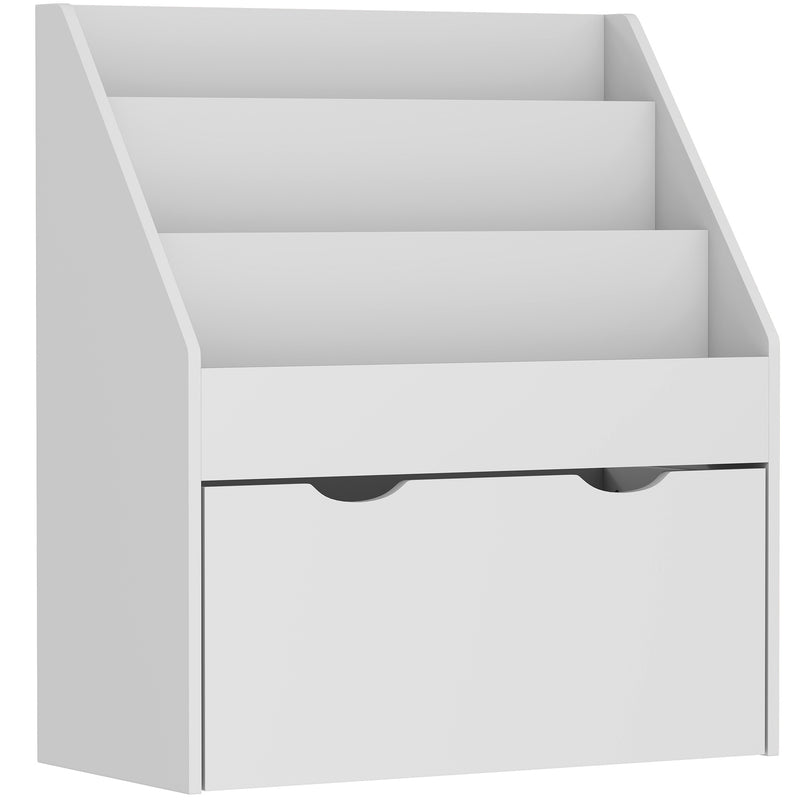 Kids Bookcase with Shelves and Drawer for Bedroom or Playroom Storage Grey