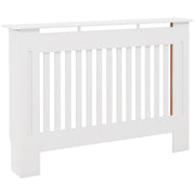 White Slatted MDF Radiator Cover Cabinet With Lined Grill Ideal For Stylish Heating