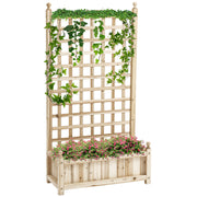 Wooden Garden Planter with Trellis for Climbing Plants Raised Bed for Outdoor Use